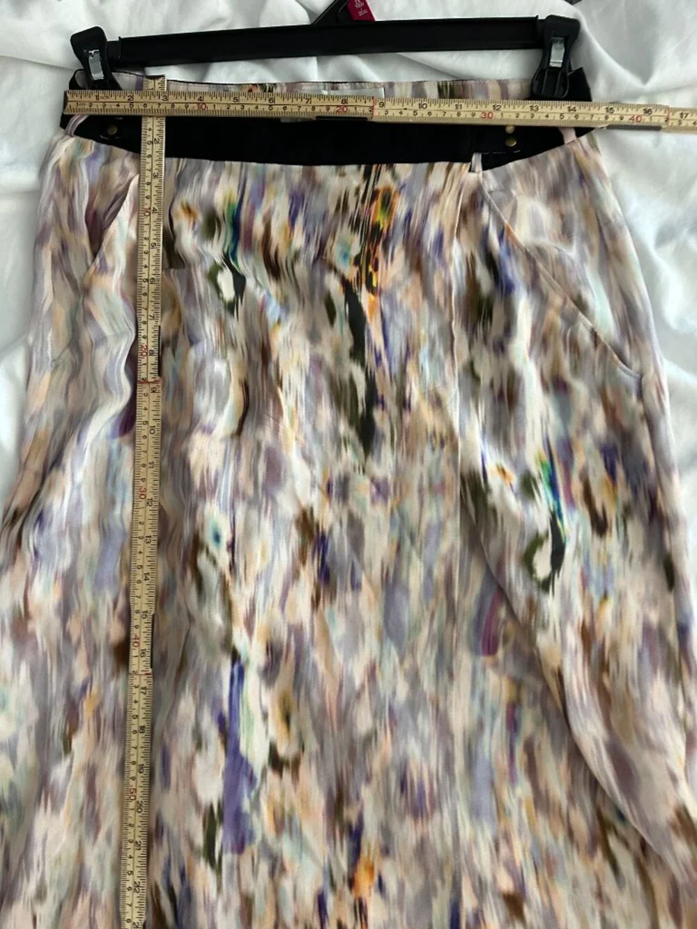 A.L.C. 100% Silk Maxi Wrap Skirt Women Size 6 Abstract Print Long Designer Skirt - Picture 7 of 7